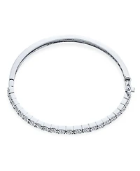 Bling Jewelry Formal Princess Cut Cz Stackable 1/2 Eternity Tennis Bangle Bracelet 7-7.5 Inch