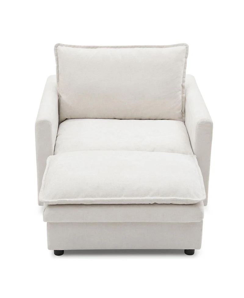 Streamdale Furniture Chenille Sofa Bed, Cozy Lounge Chair with Ottoman 1-Seat