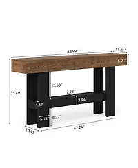 Tribesigns 2-Tier Solid Wood Black Console Table for Entryway, Long Narrow Sofa Table Behind Couch