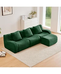 Streamdale Furniture Streamdale Boneless Sofa, 3 Seat Teddy Fabric, Anti-Slip, Curved Armrests