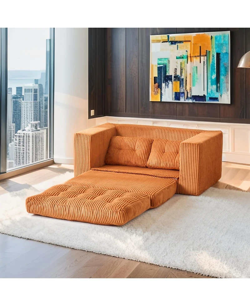 Streamdale Furniture Corduroy Loveseat Sofa Bed with Memory Foam - No Assembly, Convertible