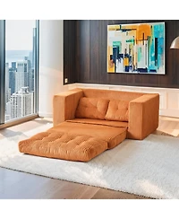 Streamdale Furniture Corduroy Loveseat Sofa Bed with Memory Foam - No Assembly, Convertible