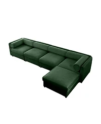 Streamdale Furniture Streamdale Modular Green 4-Seat L-Shaped Sectional Sofa with Storage