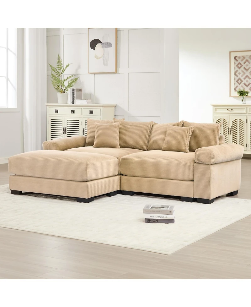 Streamdale Furniture Streamdale 92" Oversized Cloud Modular L-Shape Sectional Couch with Ottoman