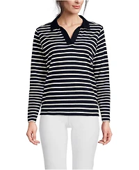 Lands' End Women's Long Sleeve Mariner Johnny Collar Polo Tops