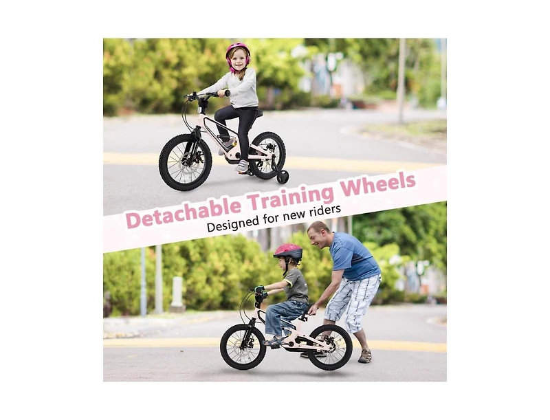 Hongge 16 Inch Kids Bike Lightweight with Detachable Training Wheels-4-7 Years