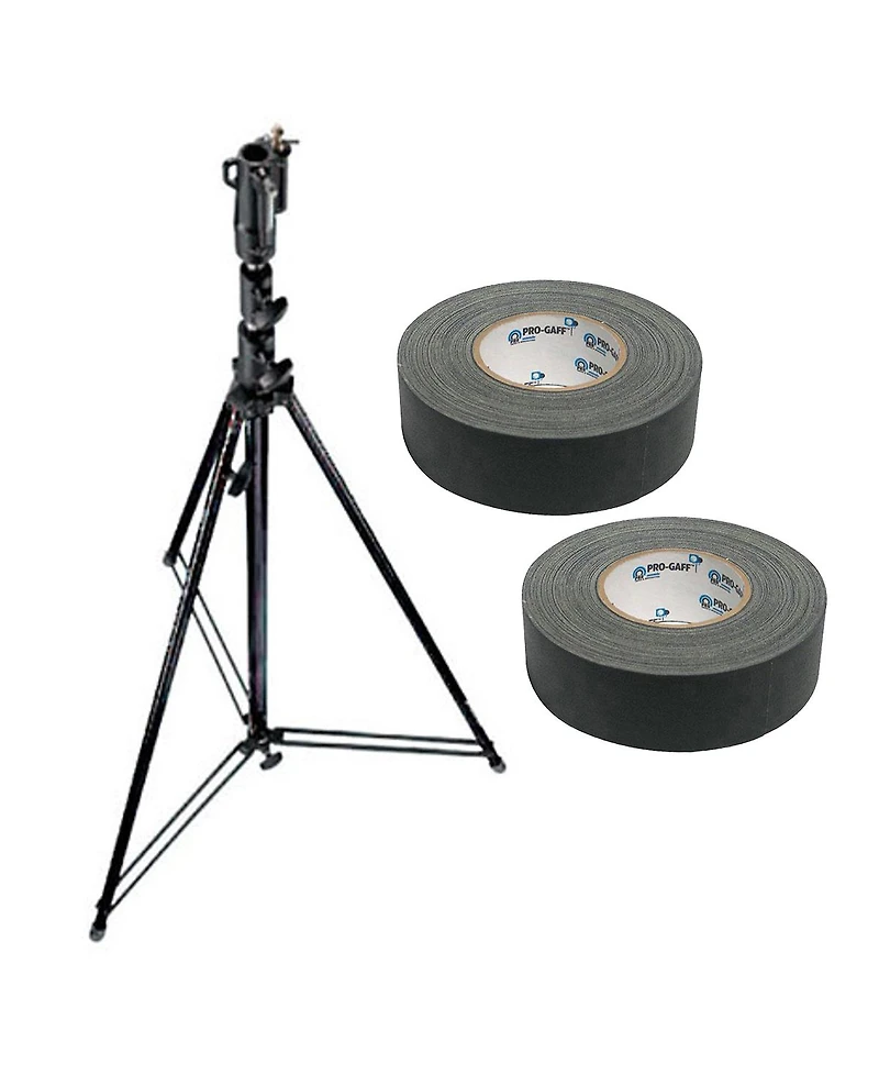 Manfrotto 111BSU 12' 3-Section Tall Steel Cine Stand with Leveling Leg, Bundle with 2x 2"x 30 Yards Gaffer Tape