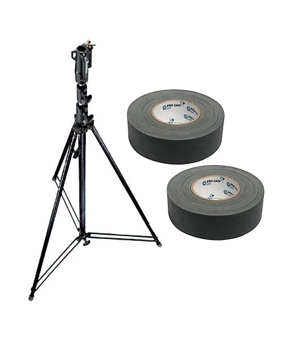 Manfrotto 111BSU 12' 3-Section Tall Steel Cine Stand with Leveling Leg, Bundle with 2x 2"x 30 Yards Gaffer Tape