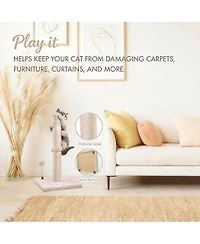 Aronkl 34" Tall Cat Scratcher Sisal Post Tree with Hanging Ball for Indoor Cats