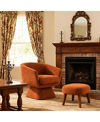 Boyel Living Modern Lazy Chair with Ottoman, 360° Swivel Accent Chair, Upholstered Reading Chair with Footrest for Small Spaces