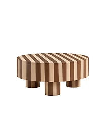 Boyel Living Round Wood Coffee Table with Oak Veneer, Striped Finish for Living Room Accent