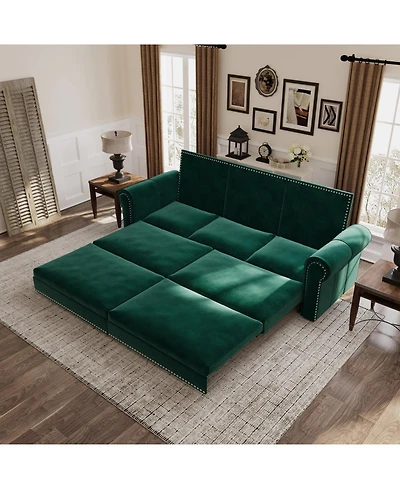 Streamdale Furniture Chesterfield Velvet Sleeper Sofa Bed, Nailhead Trim