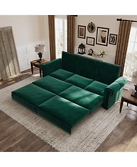 Streamdale Furniture Chesterfield Velvet Sleeper Sofa Bed, Nailhead Trim