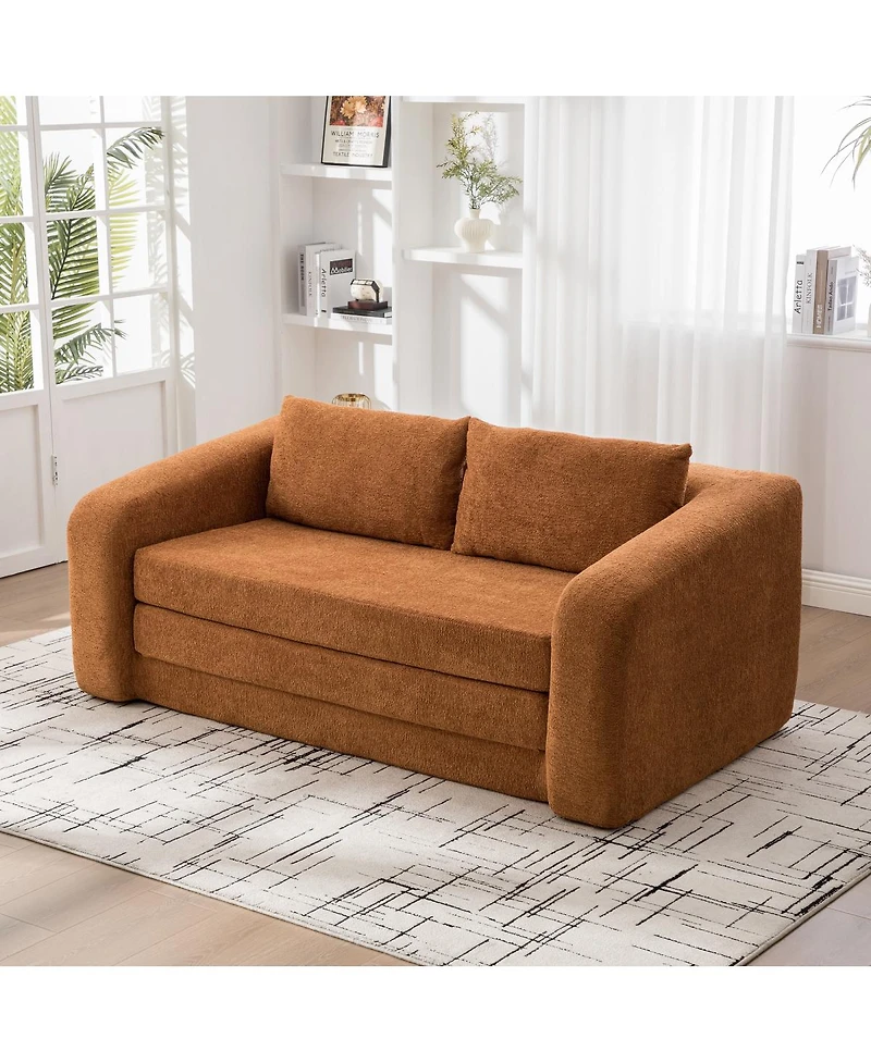 Streamdale Furniture 71" 2-in-1 Pull Out Foldable Loveseat Sofa Bed with Pillows