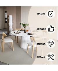 Streamdale Furniture Round Farmhouse Dining Table Set for 4 with 4 Solid Wood Chairs