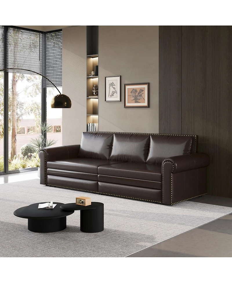 Streamdale Furniture Chesterfield King Pull Out Sofa Bed, 3-in-1 Faux Leather Convertible Sleeper Sofa
