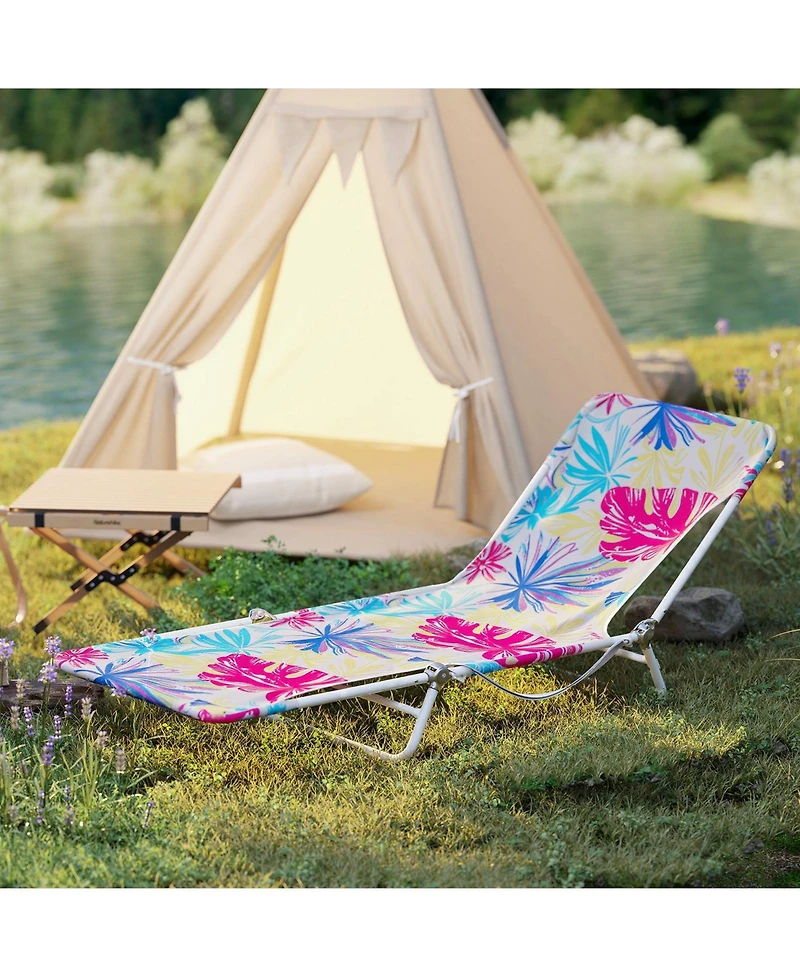 Gymax 2 Pieces Outdoor Folding Chaise Lounge 5-position Lay Flat Beach Recliner