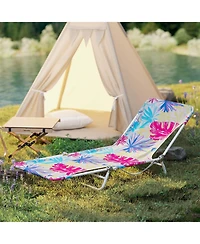 Gymax 2 Pieces Outdoor Folding Chaise Lounge 5-position Lay Flat Beach Recliner