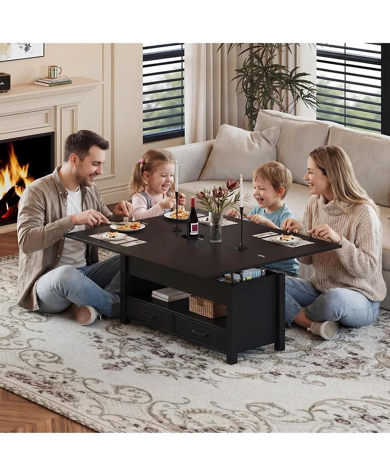 gaomon 40" Convertible Lift-Top Coffee Table with Hidden Compartment and Drawers