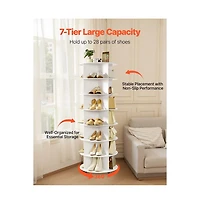 Slickblue 7-Tier Rotating Shoe Rack Tower with Wheels