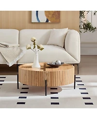 Boyel Living Round Coffee Table with Storage, Modern Accent Table with Rotating Top & Metal Legs for Living Room, Bedroom, Apartment