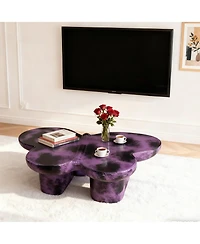Boyel Living Modern Faux Travertine Coffee Table, Butterfly-Shaped Fiberglass Art Piece for Living Room & Office
