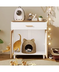 Streamdale Furniture Cat Litter Box Furniture with Scratching Door & Socket