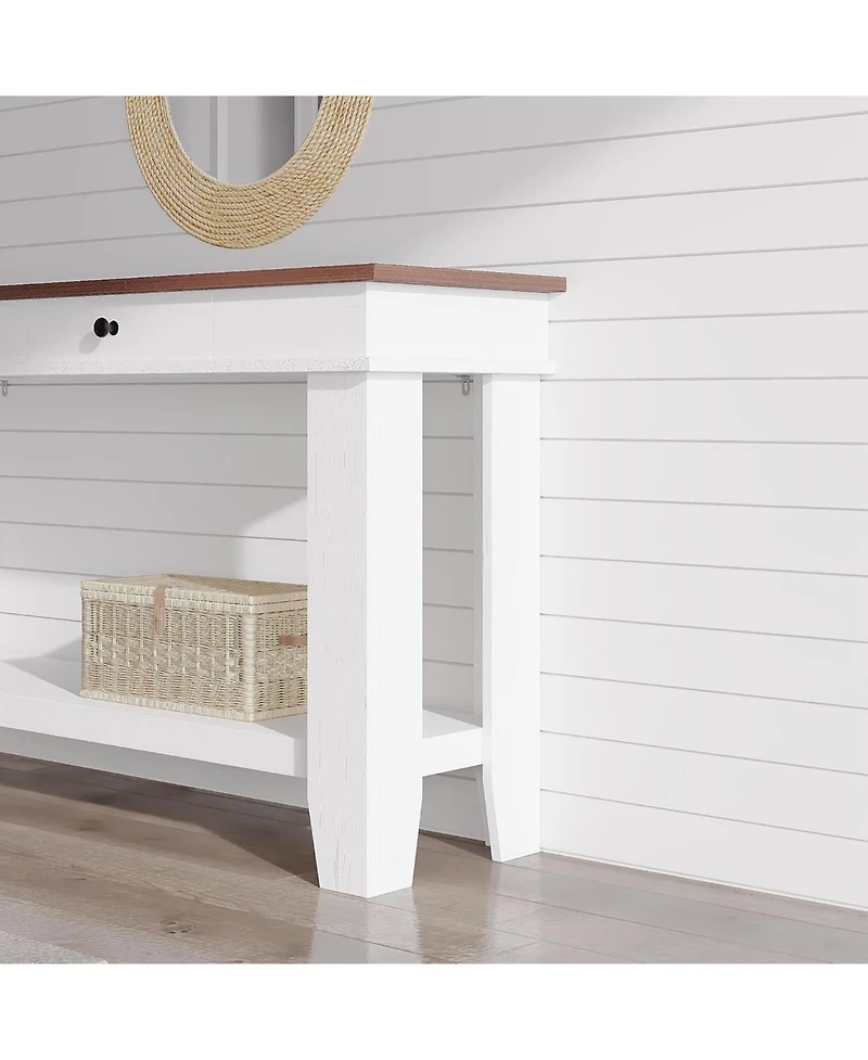 gaomon 54" Farmhouse Rectangular Wooden Console Table with Drawers and Open Shelf