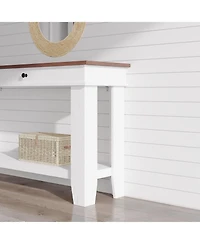 gaomon 54" Farmhouse Rectangular Wooden Console Table with Drawers and Open Shelf