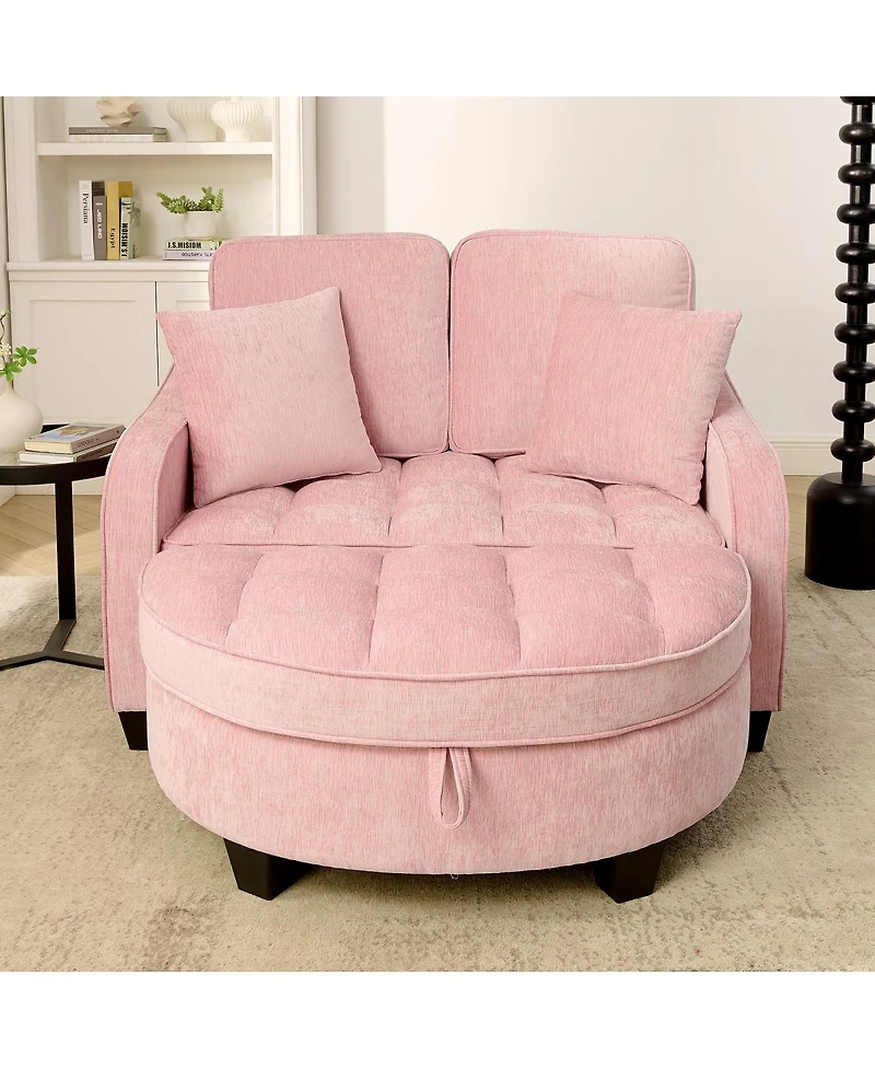 Streamdale Furniture two-seater sofa chaise longue with storage footrest and two pillows