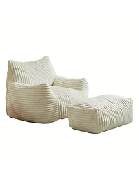 Streamdale Furniture Ergonomic Corduroy Lounge Chair with Ottoman