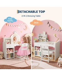 gaomon Kids Vanity Set with Lighted Mirror, Chair
