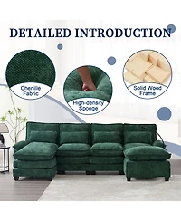 Streamdale Furniture 106" U-Shape Sectional Sofa Cloud Couch, Chenille