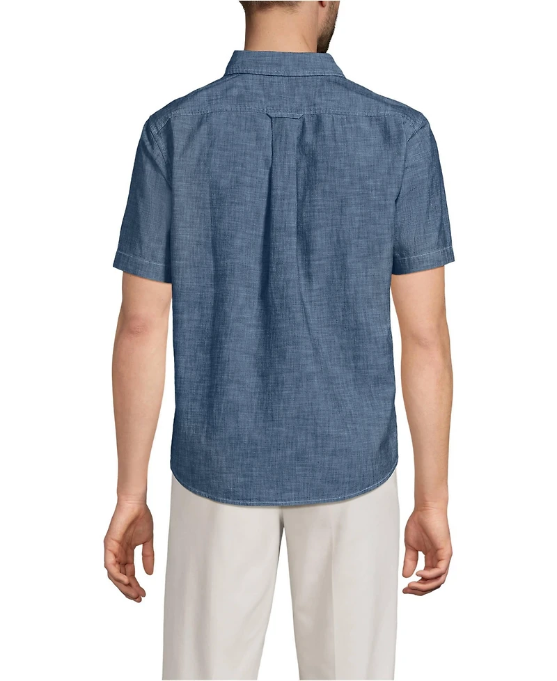 Lands' End Men's Short Sleeve Easy Fit Chambray Shirt