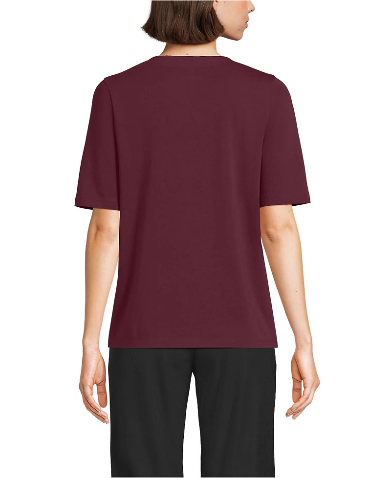Lands' End Women's Supima Jersey Half Sleeve Splitneck Shirt