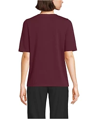 Lands' End Women's Supima Jersey Half Sleeve Splitneck Shirt
