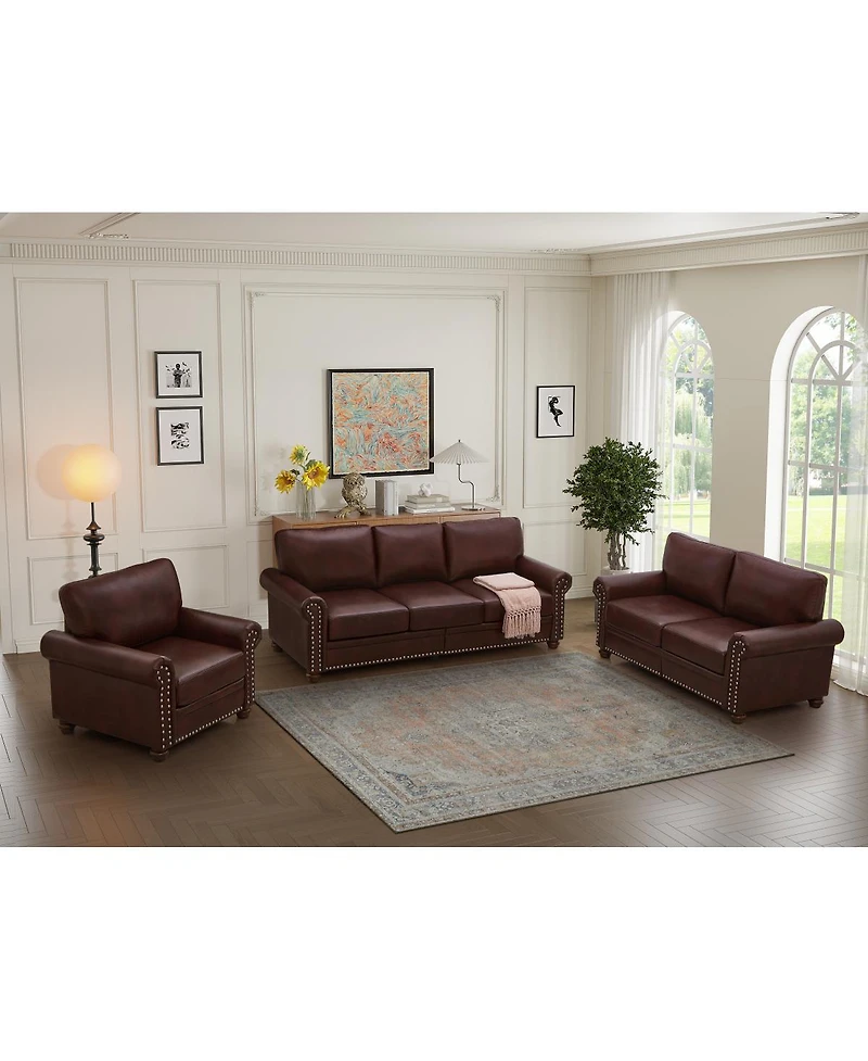 Streamdale Furniture Living Room Sofa with Storage Sofa 1+2+3 Sectional Burgundy Faux Leather