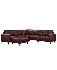 Streamdale Modern Luxury Sectional Sofa, Breathable Pu Leather Couch, Burgundy