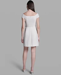 Bcbg Women's Off-The-Shoulder Scuba Belted Mini Fit & Flare