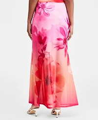 Bar Iii Women's Floral-Print Mesh Maxi Skirt, Macy's Exclusive