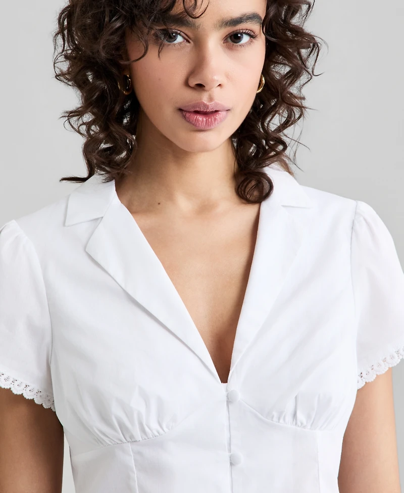 And Now This Petite Collared V-Neck Short-Sleeve Shirt, Macy's Exclusive