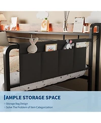 gaomon Daybed with Trundle Bed, Twin Bed Frame Storage Headboard & Charging Station and Led Light, Heavy Duty Metal Day Pop Up