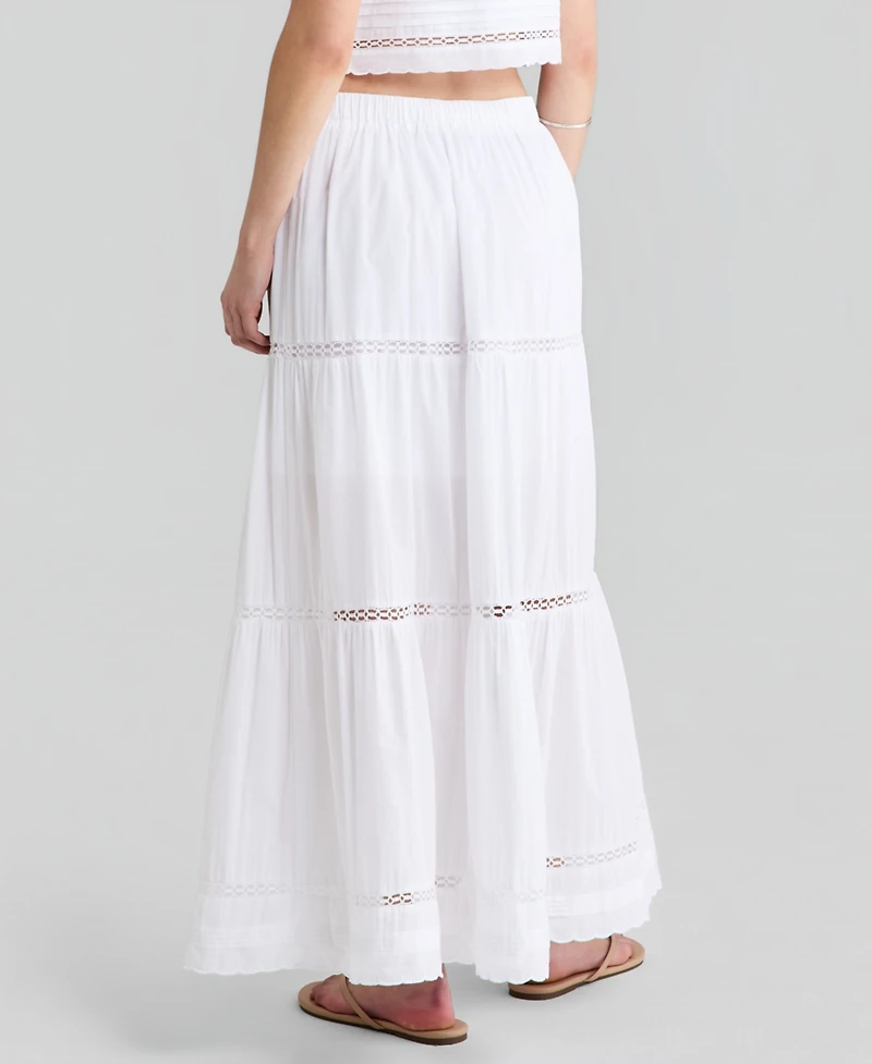 And Now This Women's Cotton Tiered Pull-On Maxi Skirt