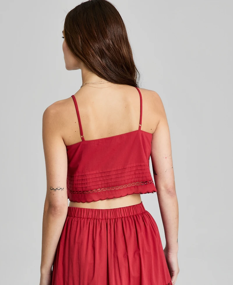 And Now This Women's Cutwork-Embroidered Pleated Top, Macy's Exclusive