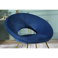 Simplie Fun Blue Silky Velvet Upholstered Accent Chair with Gold Tone Finished Base