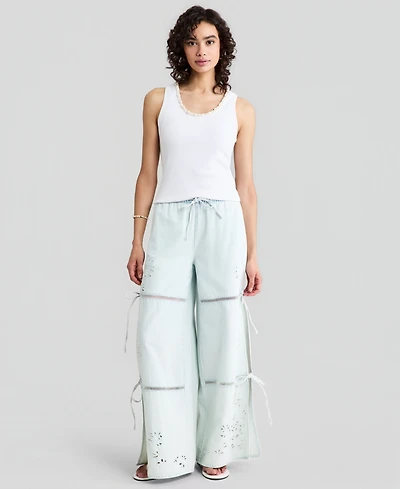 And Now This Women's Embroidered Eyelet Tie-Side Jeans, Macy's Exclusive