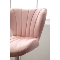 Simplie Fun Upholstered Adjustable Swivel Barstools in Pink, Set of 2