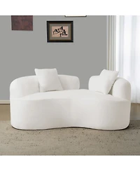 Streamdale Furniture Curved Loveseat Sofa, Teddy Velvet, No-Assembly, 350 lbs Capacity