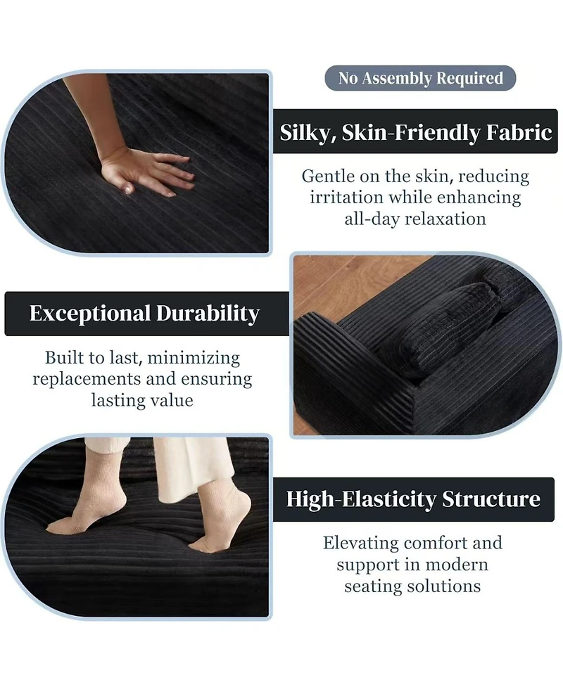 Streamdale Furniture Cloud Loveseat Sofa Couch in a Box, 3 Seater Boneless Couch, Comfy Deep Seat Corduroy Sofa