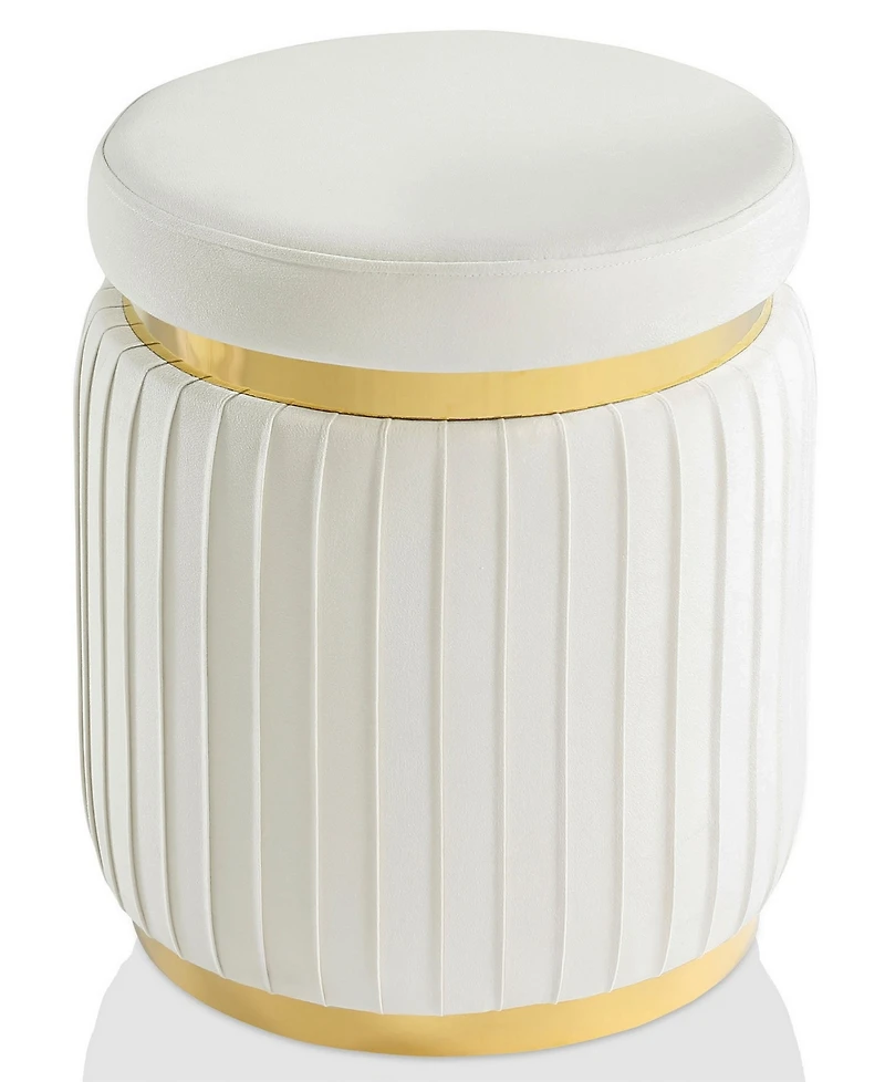 Raphael 15" Wood Upholstered Round Ottoman